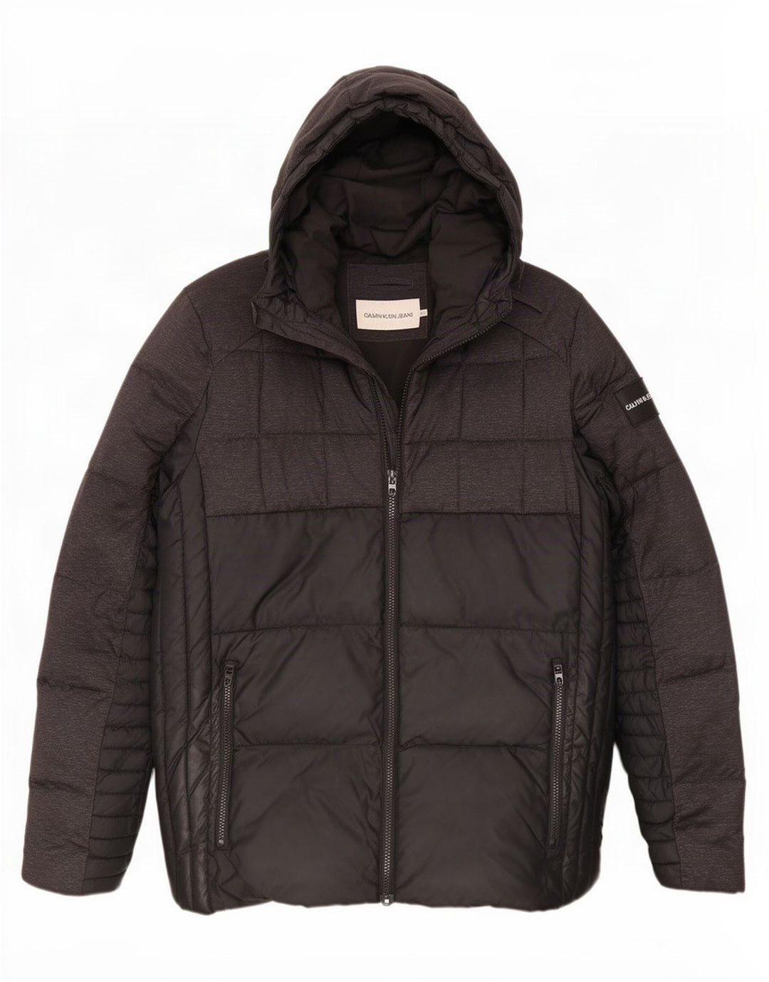 Giacca imbottita con cappuccio da uomo Calvin Klein Jeans UK 42 XL poliestere nero