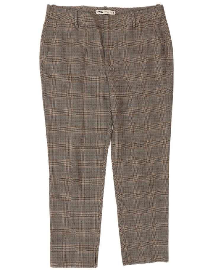 Pantaloni corti da donna Zara EU 40 medi W30 L28 poliestere a quadri grigi