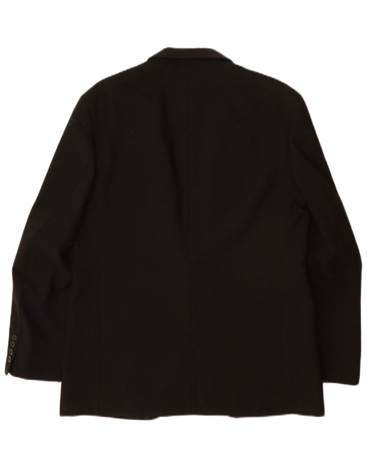 Giacca blazer vintage da uomo a 1 bottone EU 50 grande lana nuova nera