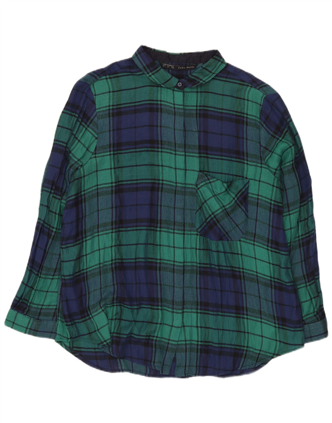 Camicia in flanella da donna Zara UK 16 Large Green Check