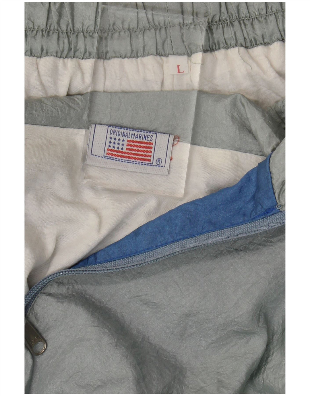 Tuta intera vintage da uomo grande in nylon color block grigio