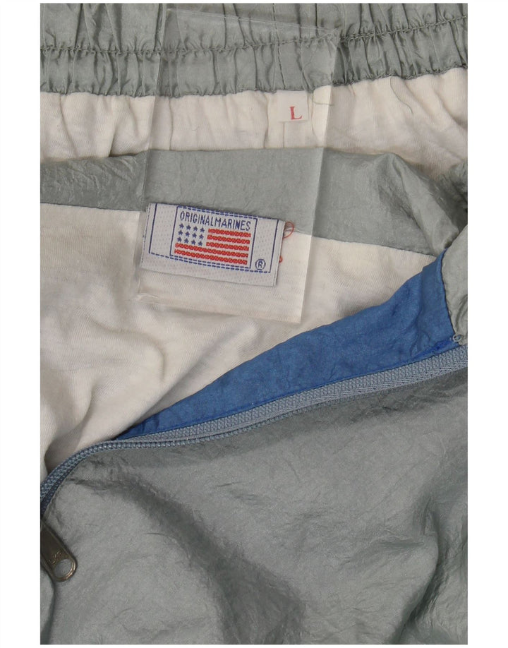 Tuta intera vintage da uomo grande in nylon color block grigio