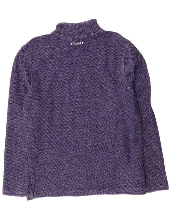 Felpa da uomo con collo con zip Weird Fish, maglione grande, in cotone blu navy