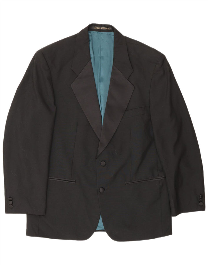 Giacca blazer a 2 bottoni da uomo Marks & Spencer UK 40 grande poliestere nero