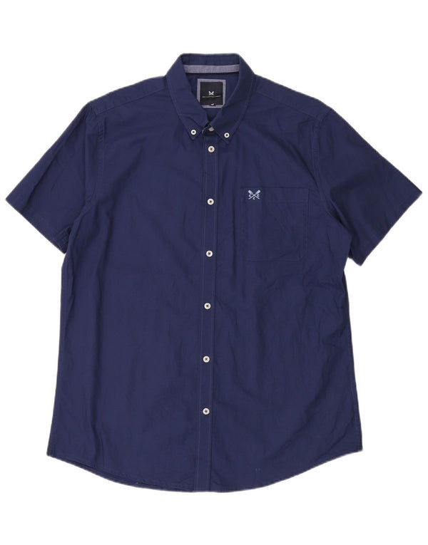 Crew Clothing Camicia a maniche corte da uomo di grandi dimensioni in cotone blu navy