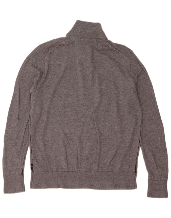 TED BAKER Maglione da uomo con collo con zip taglia 6 2XL Lana grigia