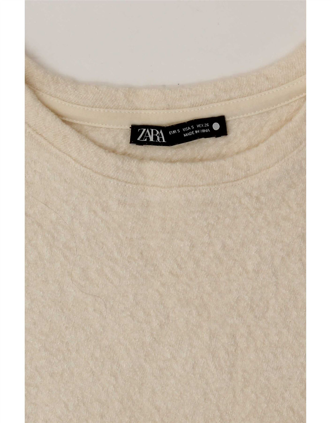 T-shirt corta da donna Zara UK 10 piccola bianco sporco