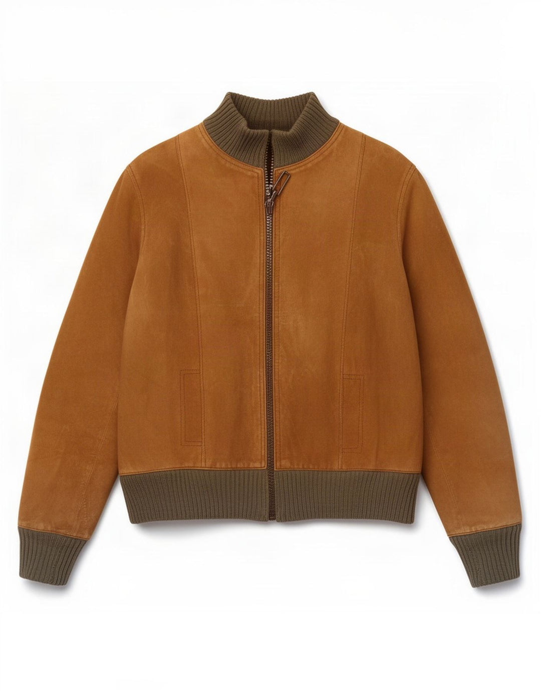 Giubbotto bomber vintage in pelle scamosciata da uomo UK 34 XS Marrone