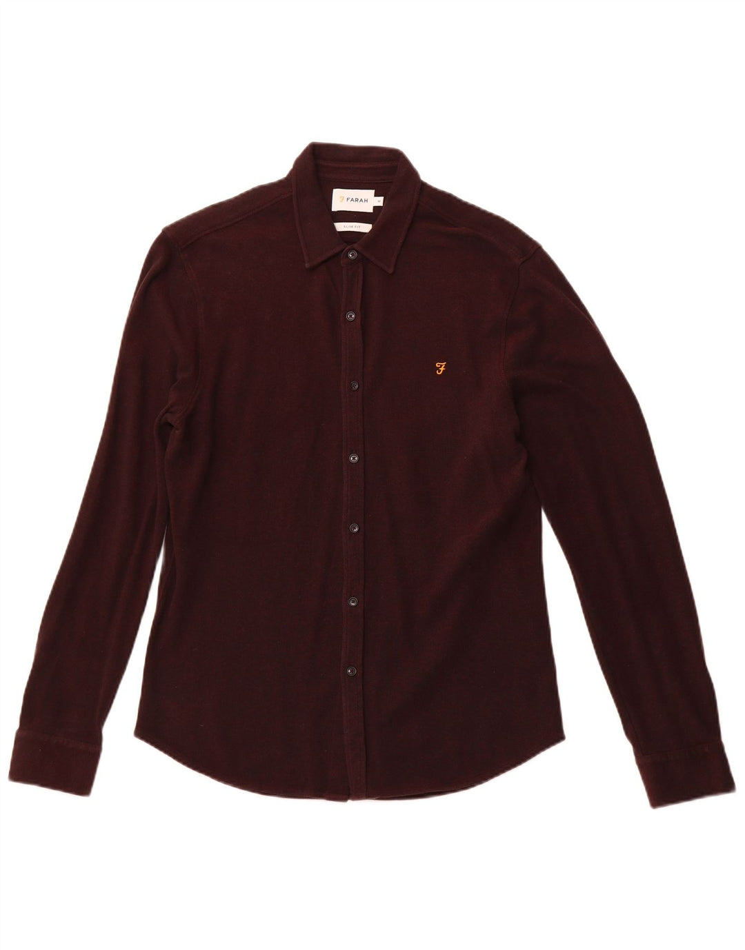 FARAH Camicia da uomo slim fit in flanella di cotone bordeaux medio