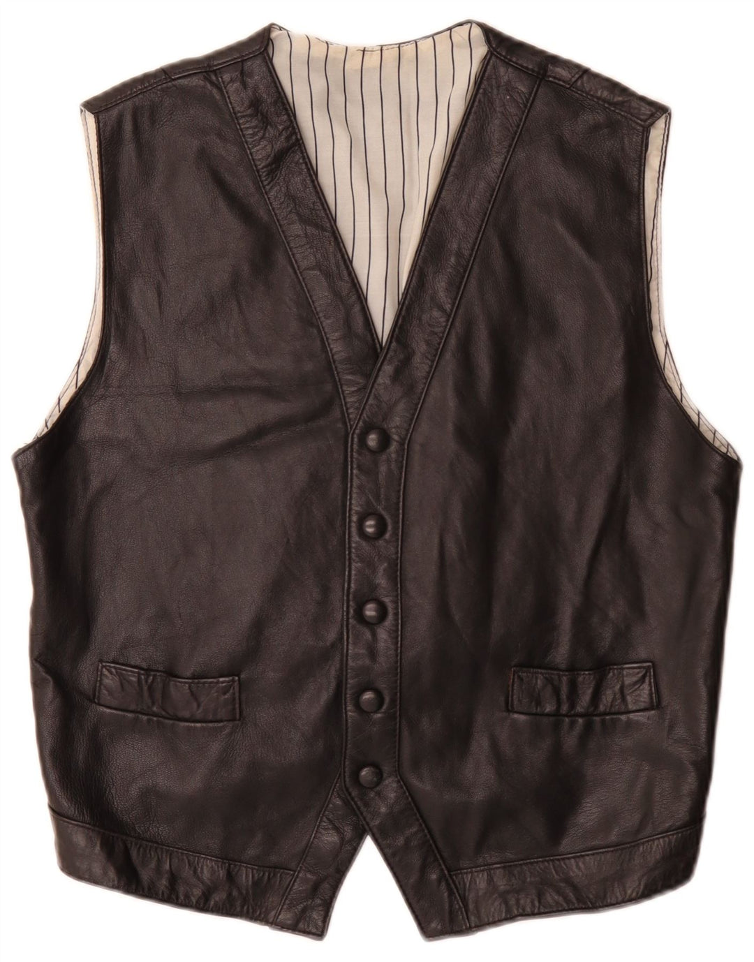 Gilet in pelle da uomo vintage medio nero