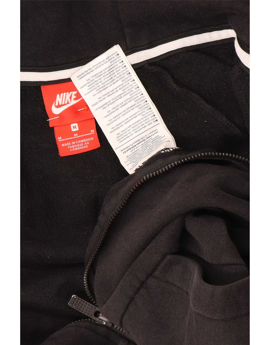 Felpa con cappuccio e zip Nike da uomo in cotone nero medio