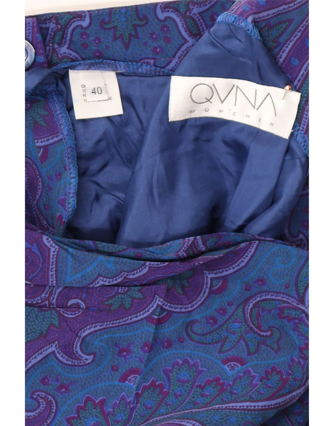Gonna a portafoglio da donna VINTAGE EU 40 Media W30 Seta Paisley blu