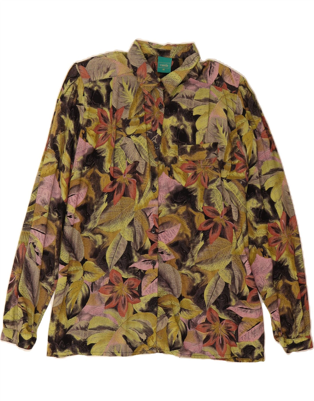 CANDA Womens Shirt Blouse EU 42 Large Multicoloured Floral Viscose Vintage Canda and Second-Hand Canda from Messina Hembry 