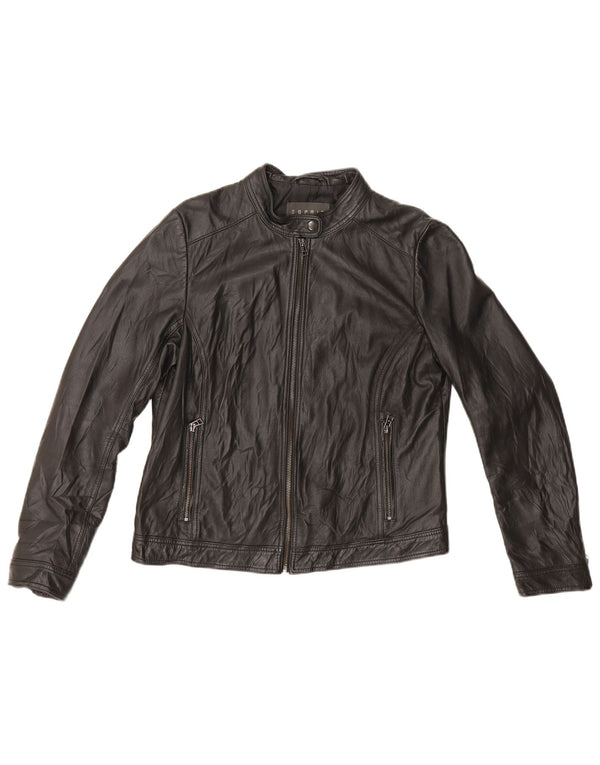 Giacca da corsa in pelle da donna Esprit UK 16 grande in pelle nera