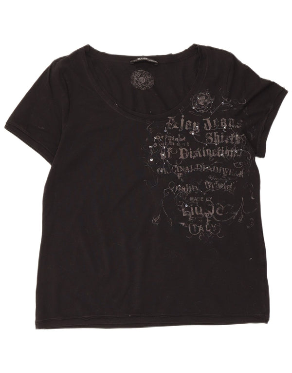 T-shirt grafica da donna Liu Jo Top IT 52 XL Cotone nero