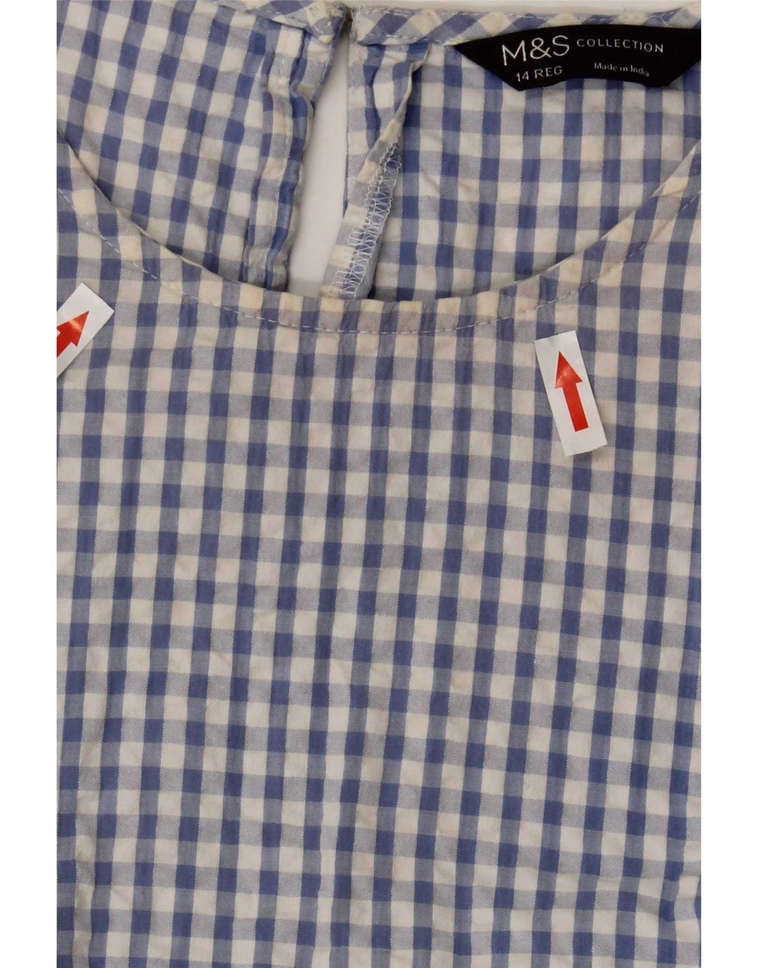 Abito lungo da donna Marks & Spencer UK 14 cotone a quadretti blu medio