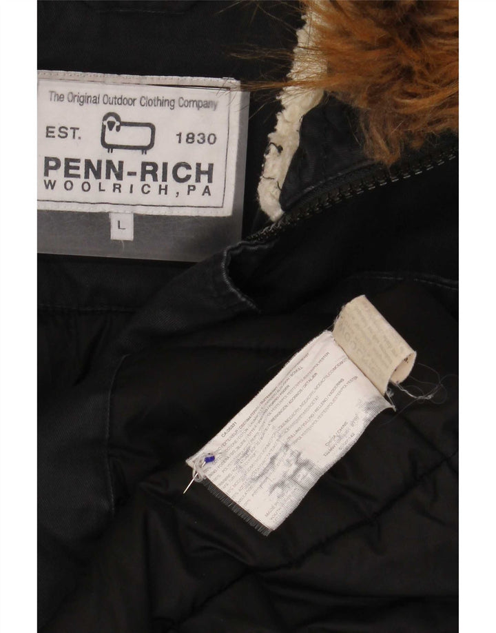 Giacca Parka con cappuccio da uomo Woolrich UK 40 Large Blu Navy in cotone