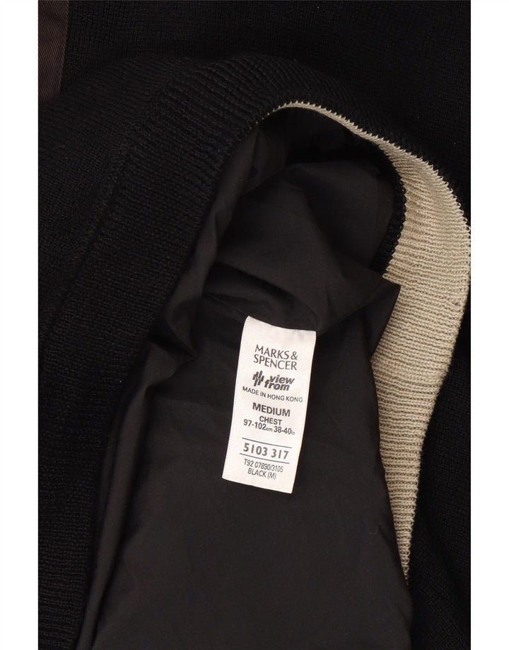 Maglione da uomo Marks & Spencer con zip e collo in acrilico nero medio