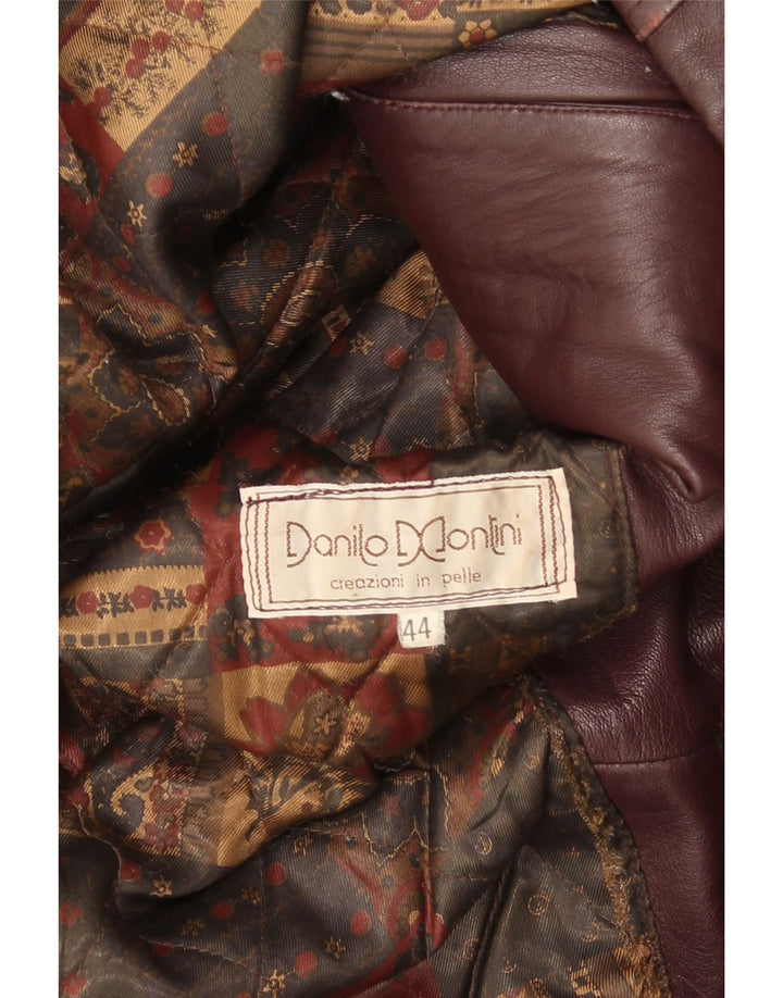 Cappotto in pelle vintage da donna dal taglio ampio IT 44 in pelle bordeaux media