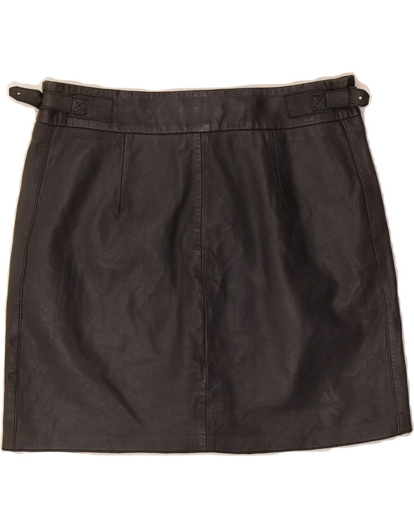 KOOKAI Womens Mini Leather Skirt EU 40 Medium W32 Navy Blue Leather