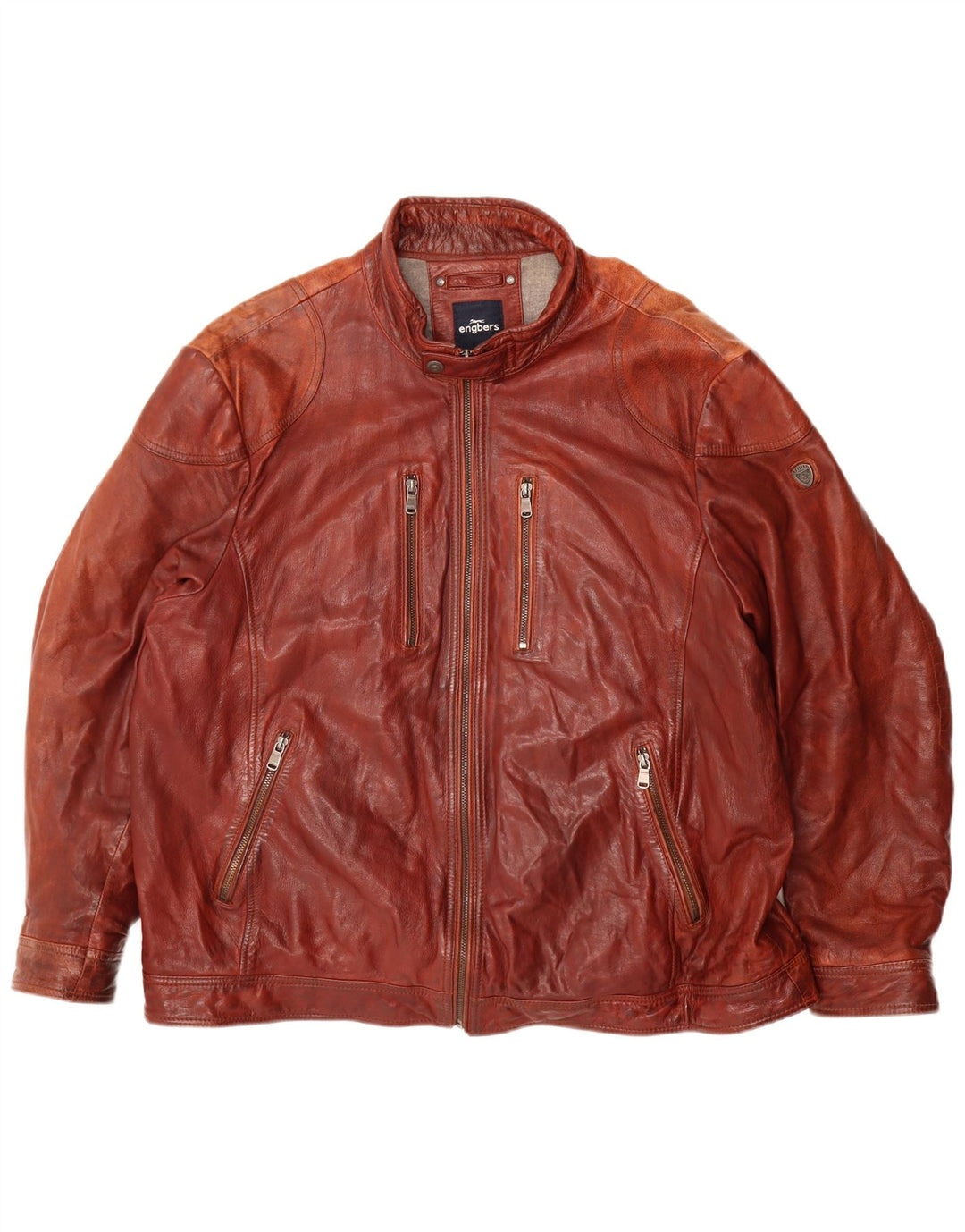 ENGBERS Giacca in pelle da uomo UK 46 3XL Borgogna