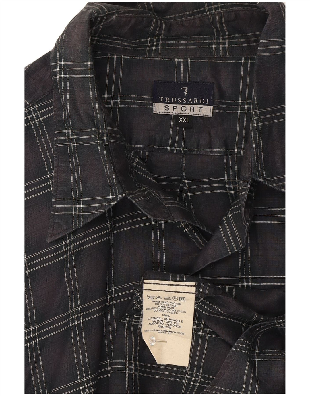 Camicia Trussardi Uomo 2XL Cotone Grigio Check