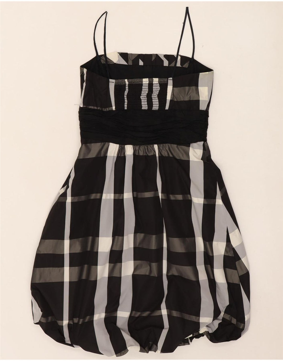 Abito a palloncino senza maniche da donna Zara UK 8 piccolo poliestere a quadri nero