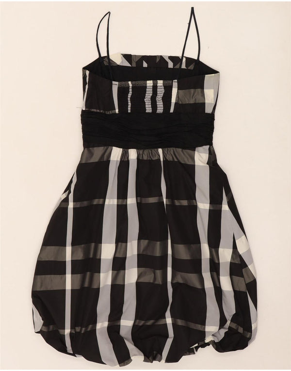 Abito a palloncino senza maniche da donna Zara UK 8 piccolo poliestere a quadri nero