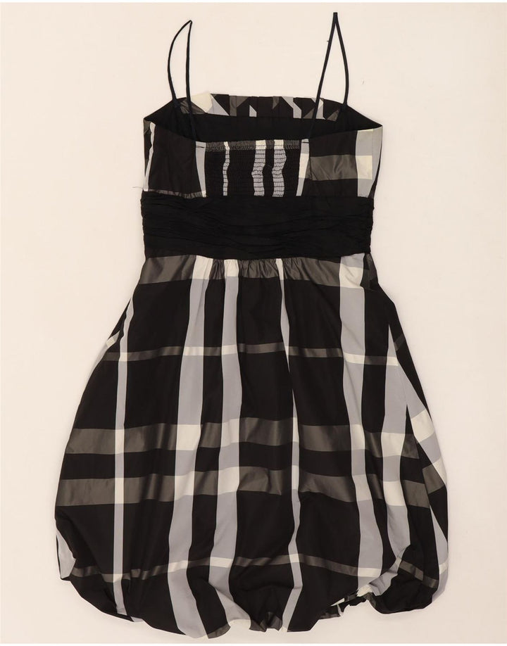 Abito a palloncino senza maniche da donna Zara UK 8 piccolo poliestere a quadri nero