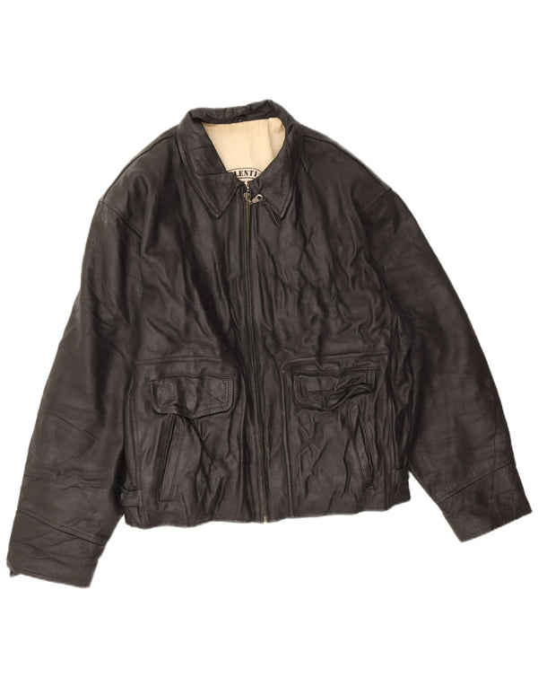 Giacca in pelle da uomo Giorgio Valenti UK 40 Large in pelle nera