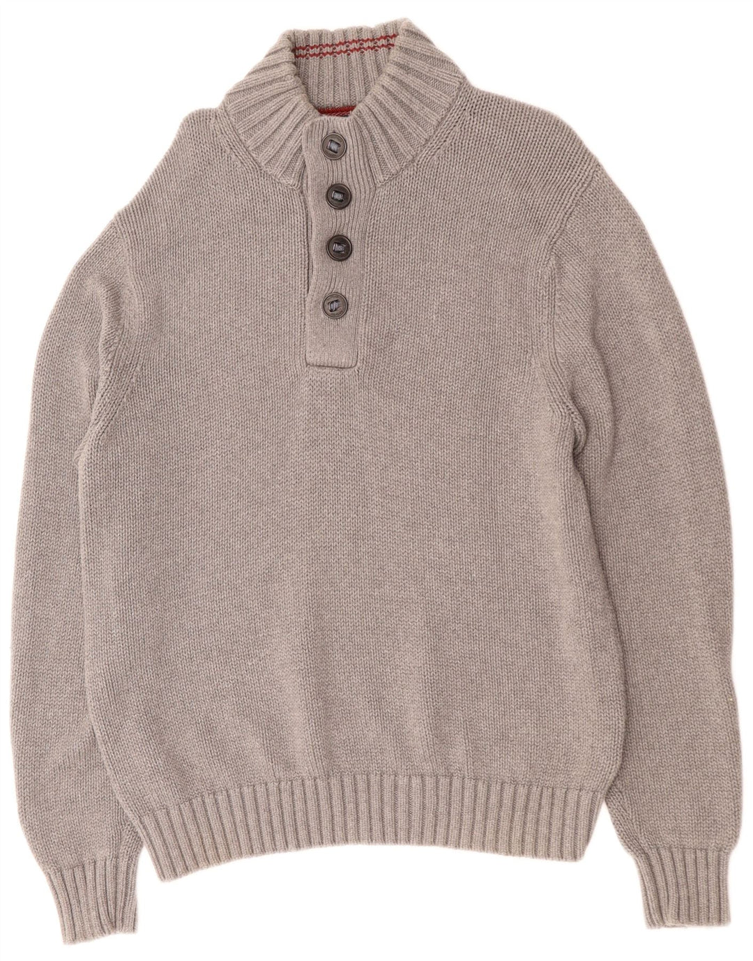 TOMMY HILFIGER Maglione da uomo con bottoni e collo XL in cotone grigio