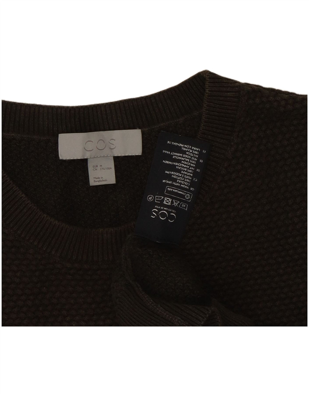 Maglione maglione girocollo da uomo in cotone kaki medio