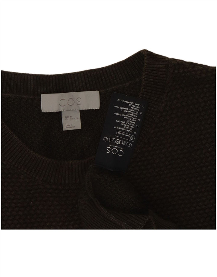 Maglione maglione girocollo da uomo in cotone kaki medio