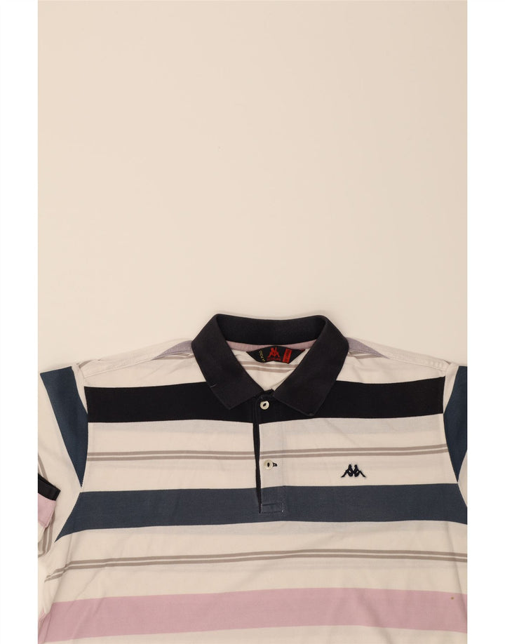 KAPPA Mens Polo Shirt 2XL Multicoloured Striped Cotton Vintage Kappa and Second-Hand Kappa from Messina Hembry 