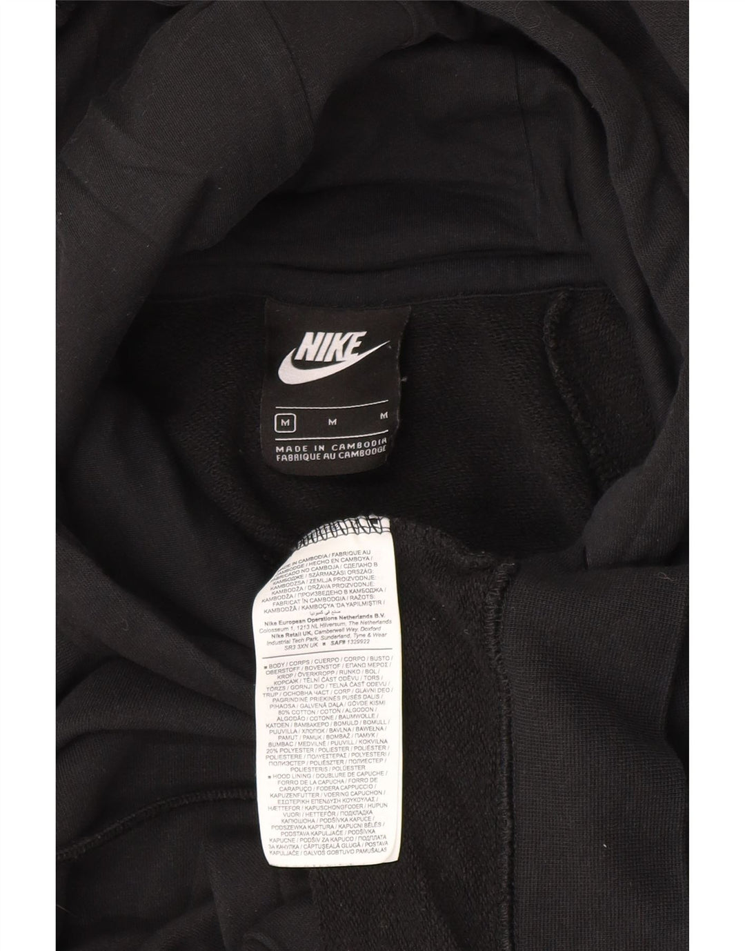 Felpa con cappuccio oversize da donna Nike UK 14 cotone medio nero