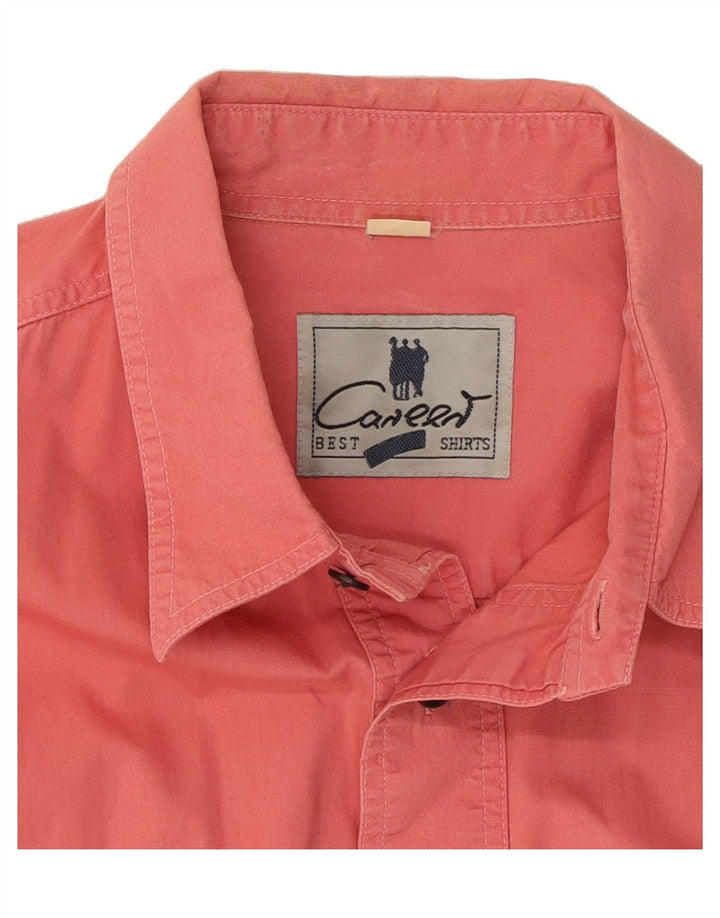 CAREERS Mens Short Sleeve Shirt Medium Red Cotton Vintage Careers and Second-Hand Careers from Messina Hembry 
