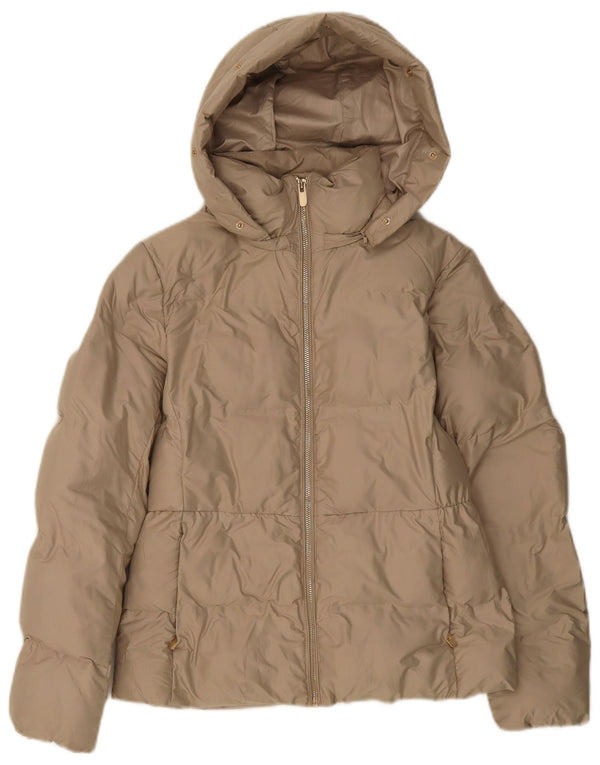Giacca imbottita con cappuccio da donna ZARA UK 14 Poliestere beige medio