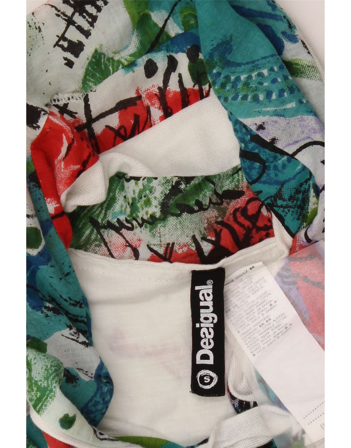 Desigual Donna Camicetta a Collo Basso Top UK 10 Piccola Viscosa Bianca