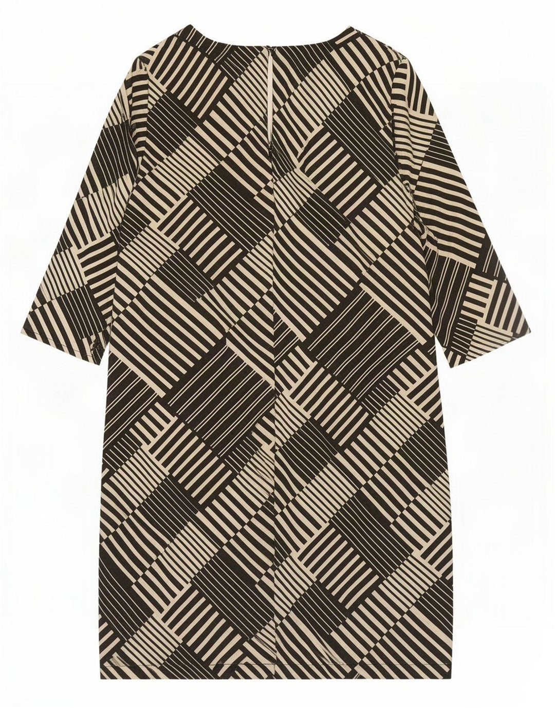 Abito a trapezio con maniche a 3/4 da donna Marks & Spencer UK 12 Medio Nero geometrico