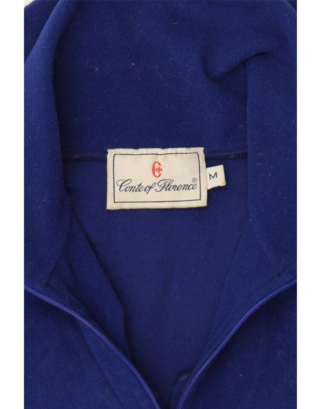 CONTE OF FLORENCE Mens Zip Neck Fleece Jumper Medium Navy Blue Polyester Vintage Conte of Florence and Second-Hand Conte of Florence from Messina Hembry 