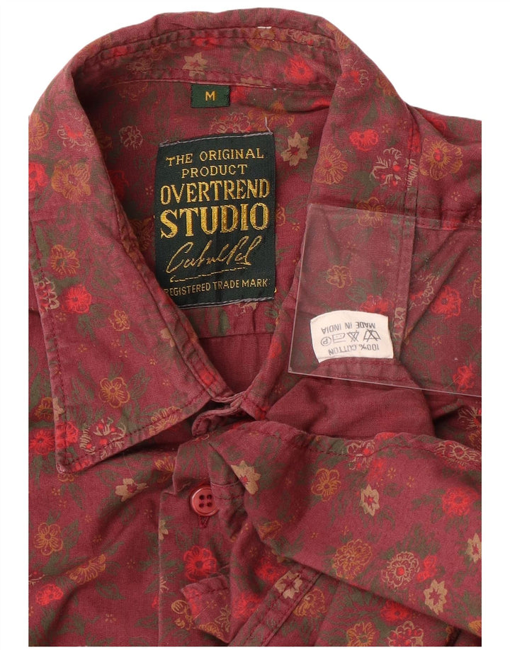 Camicia da uomo VINTAGE in cotone floreale rosa medio