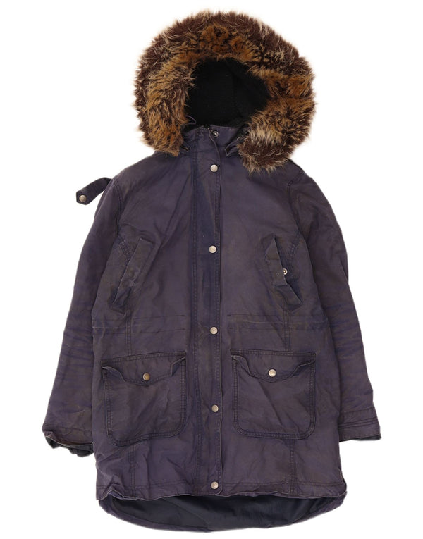 Giacca da donna in cotone cerato con cappuccio Barbour UK 12 Medio cotone blu navy
