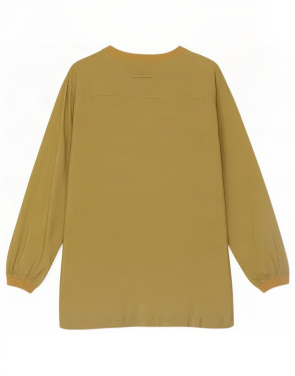 Top tunica a maniche lunghe da donna vintage UK 16 grande giallo