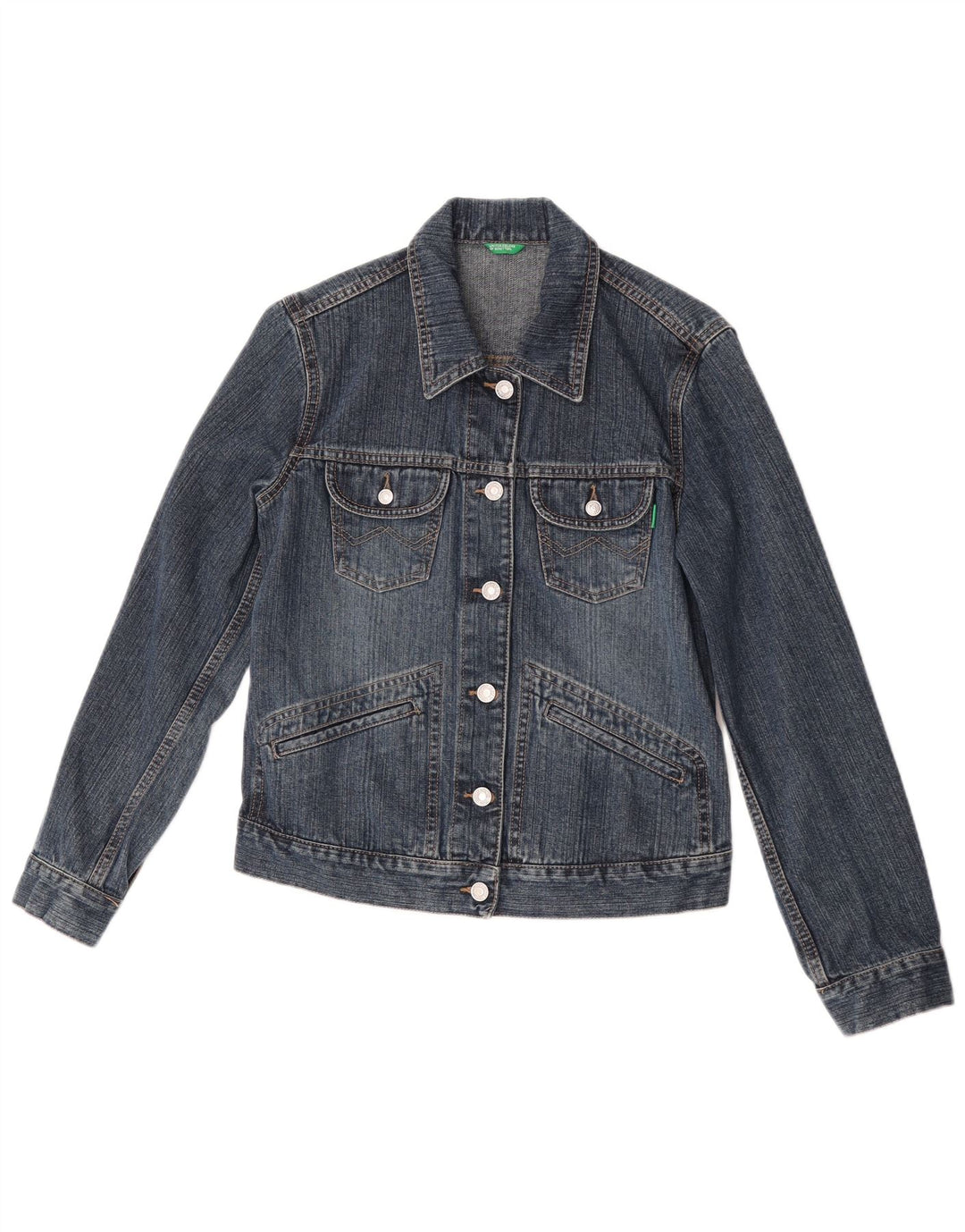 Giacca in denim da donna Benetton UK 10 piccola in cotone blu