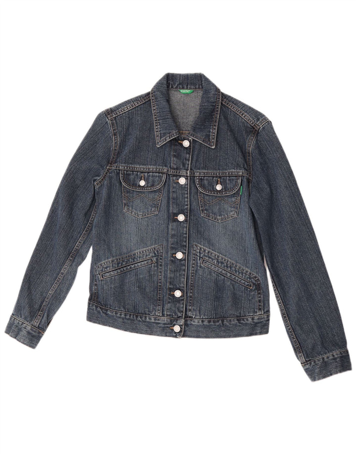 Giacca in denim da donna Benetton UK 10 piccola in cotone blu