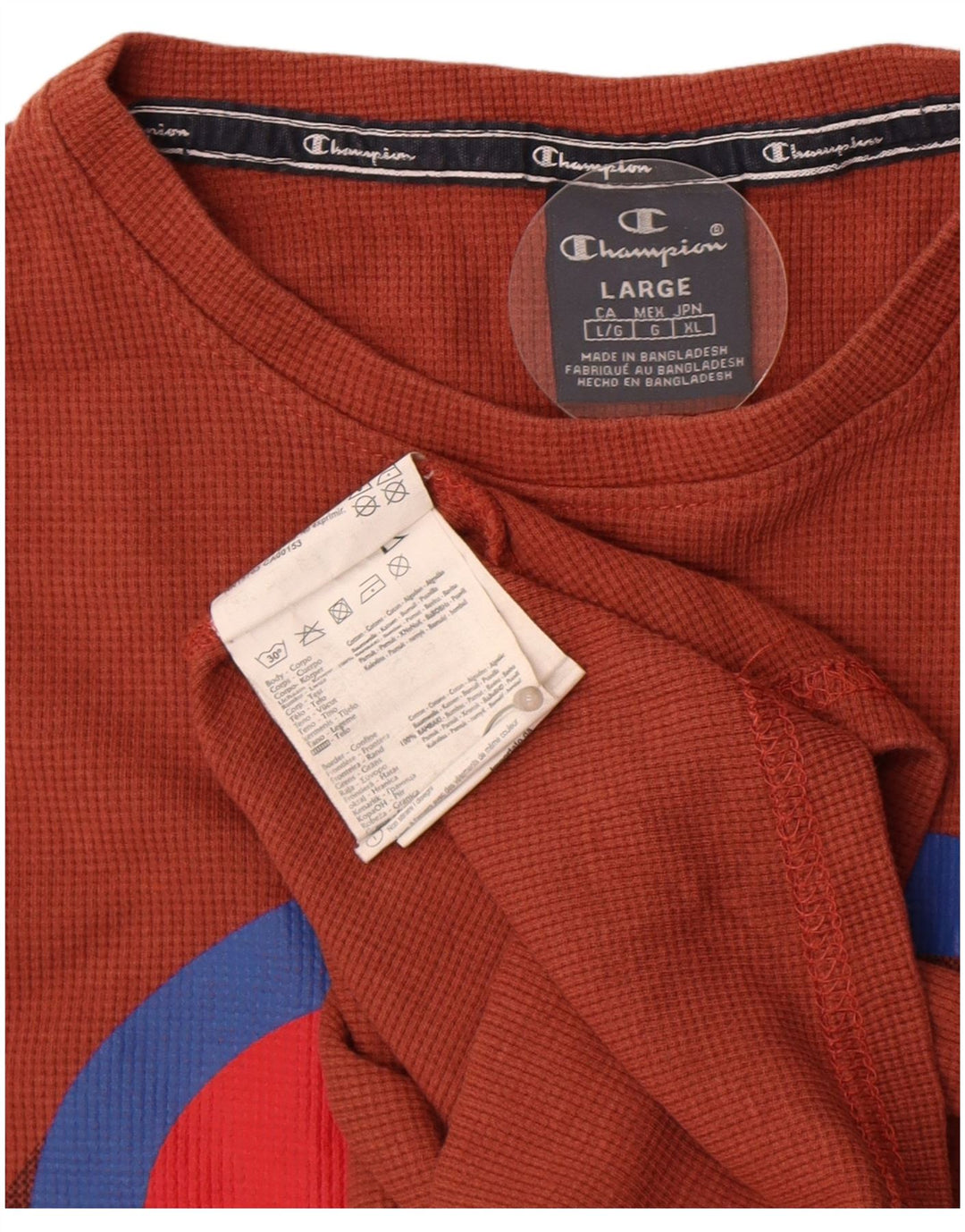 CHAMPION Top grafico da uomo a maniche lunghe in cotone marrone grande