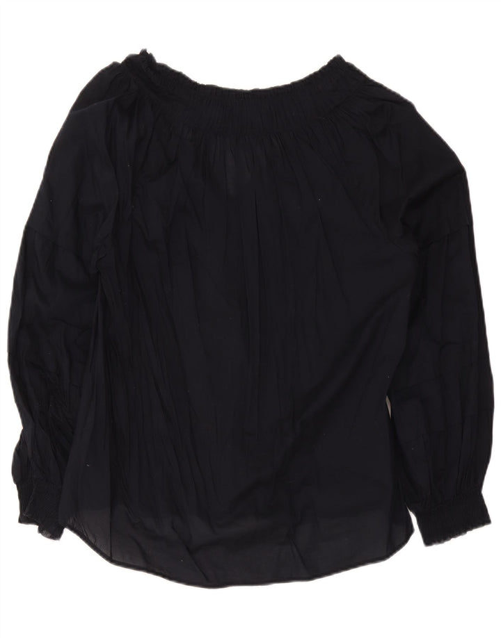 Jigsaw Top da donna a maniche lunghe in camicetta UK 16 Large in cotone blu navy