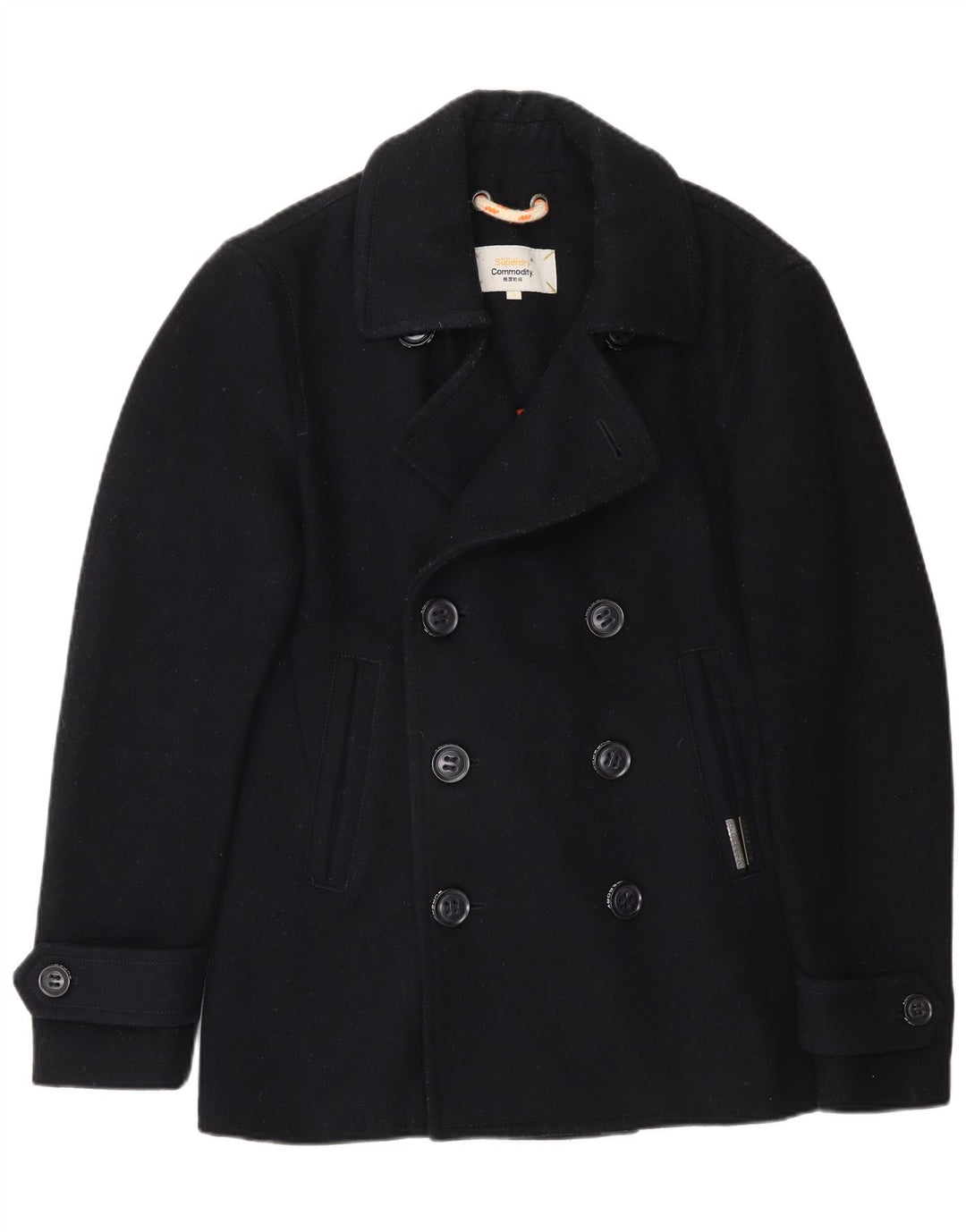 Cappotto da marinaio da uomo Superdry UK 36 piccolo in lana blu navy