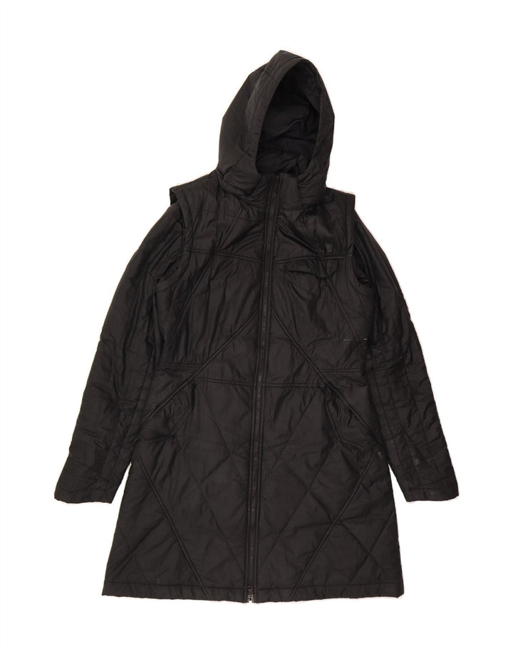 NIKE Womens Hooded Padded Coat UK 14 Medium Black Polyester Vintage Nike and Second-Hand Nike from Messina Hembry 
