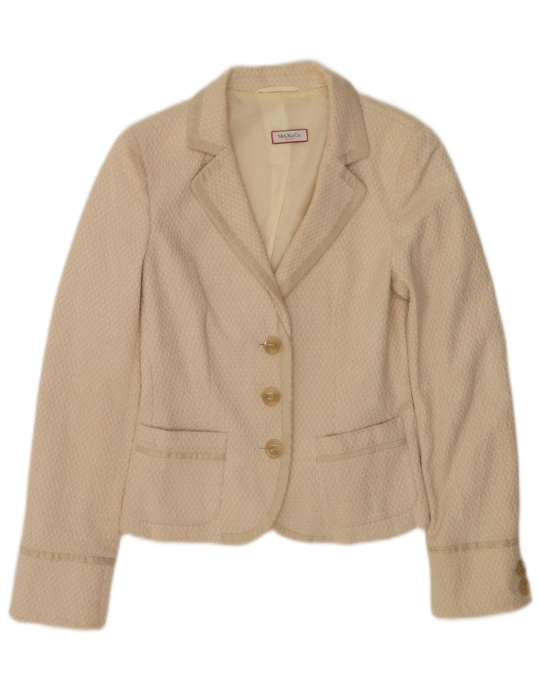 Max & Co. Giacca blazer a 3 bottoni da donna UK 6 XS Cotone beige